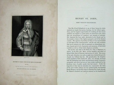 Alter antiker Druck Henry John Viscount Bolingbroke Memoiren Portrait 1836 19.