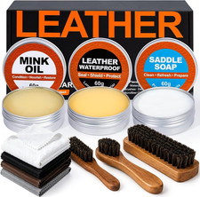Leather Boot Care Kit, Saddle Soap, Mink Oil  Waterproof Wax Set