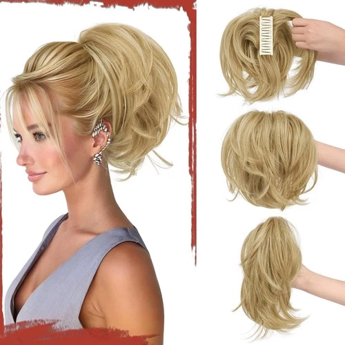 Braided Hairpiece Clip-in Ponytail Extension Synt – Honey Blonde/Platinum Blonde