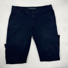 Banana Republic Women's City Chino 6 Navy Blue Cotton Blend Straight Leg Pants