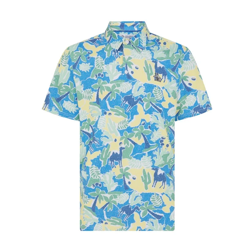 Mens Original Penguin Polo Shirt, Ibiza Earl Print, Blue/Yellow/Green, NEW
Opens in a new window or