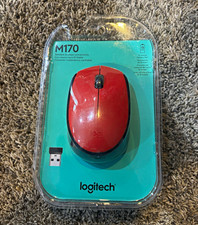 Logitech M170 Wireless Optical Mouse USB Receiver Red/Black 1000 DPI 3-Button