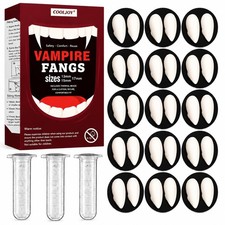 12 Pairs Vampire Teeth Fangs 4 Size with Adhesive Halloween Party Cosplay Pro...