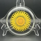 Vintage PYREX Casserole Dish Lid Only Daisy Sunflower 470-C Clear Glass Yellow