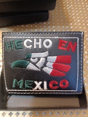 Tems Hecho En Mexico Logo Mens Bifold Wallet Embroidered Black New Box