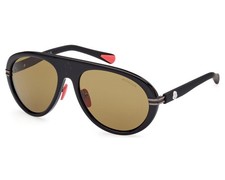Authentic MONCLER Navigaze ML 0240 01H Shiny Black Brown Lens Sunglasses 57 mm