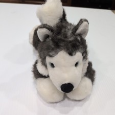 Aurora World Flopsies Husky Blue Eyes Dog Gray White Stuffed Bean Bag Plush