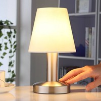 Lindby Tischlampe Mit Touchfunktion, Tischleuchte Stoffschirm Weiß, Nachttischla