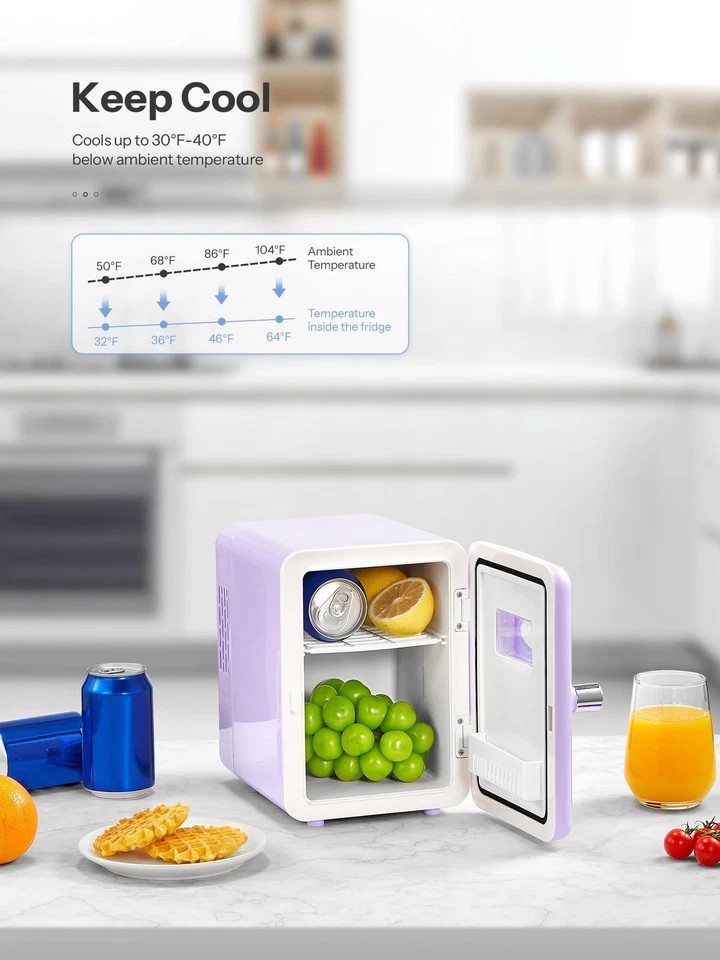 Mini Nevera con Asa, Nevera Pequeña Enfriamiento Rápido 4 Litros/6 Latas Cuidado de la Piel F... Foto 3 de 4