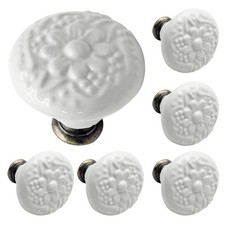 Biaungdo 6 Pcs White Ceramic Kitchen Cabinet Knobs