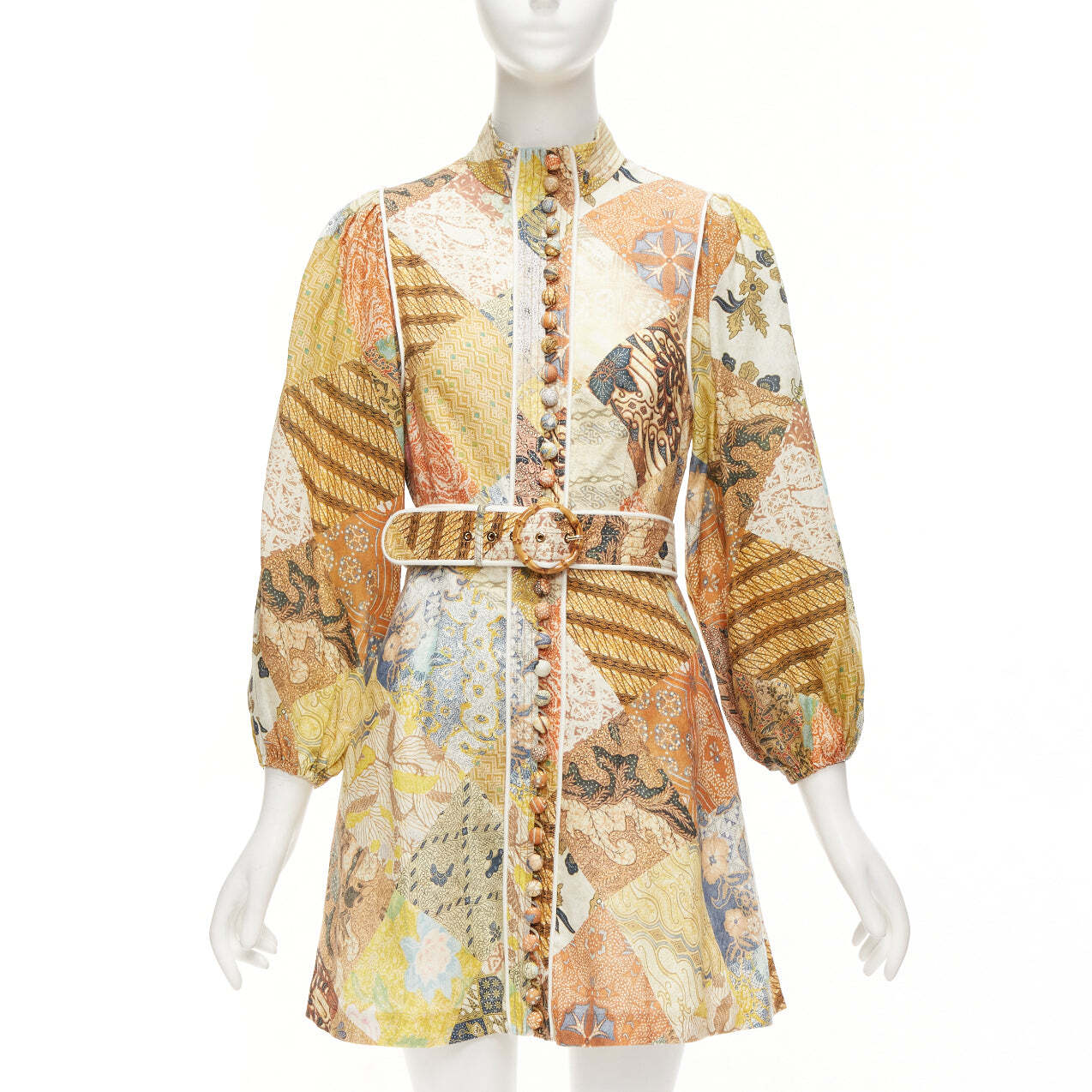 ZIMMERMANN Brightside brown linen patchwork ethni… - image 1