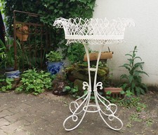 Stary stojak na kwiaty żelazny owalny, około 1910 secesyjny stojak prezentacyjny