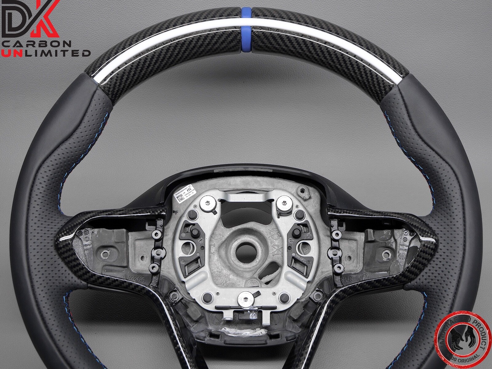 BMW i8 Coupe Roadster White Accents Blue Ring 3M Stitch Carbon Steering Wheel