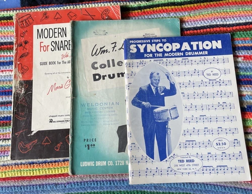 Lot of 3 Vintage Drum Sheet Music and Guide Books - Drumming Instruction