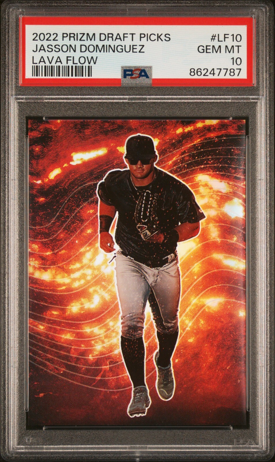 2022 Prizm Draft Picks  JASSON DOMINGUEZ LAVA FLOW SSP Yankees PSA 10 GEM MINT