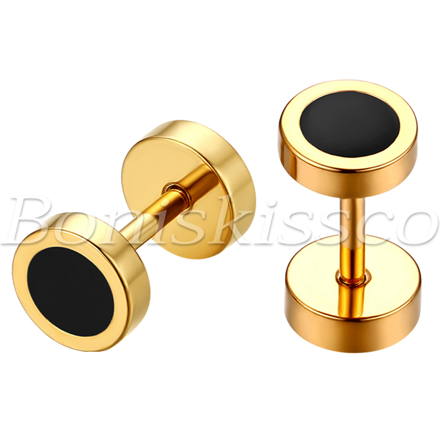 6mm Stainless Steel Round Dumbbell Barbell Earrings Ear Studs Men Women ...
