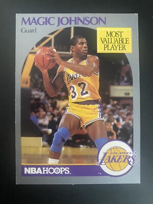 rare magic johnson cards Magic Johnson 1990 MVP NBA Hoops Card 157 Ultra Rare