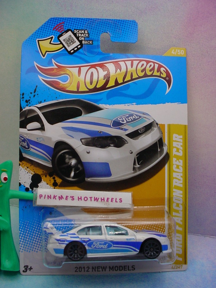 2012 Hot Wheels FORD FALCON RACE CAR #4☆white;blue;gray 10sp ☆ New Models