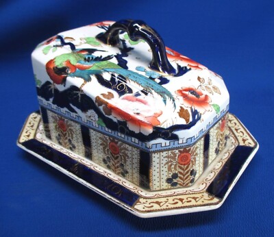 STAFFORDSHIRE KEELING & CO. LATE MAYER LOSOL WARE CHEESE KEEPER SHANGHAI PATTERN