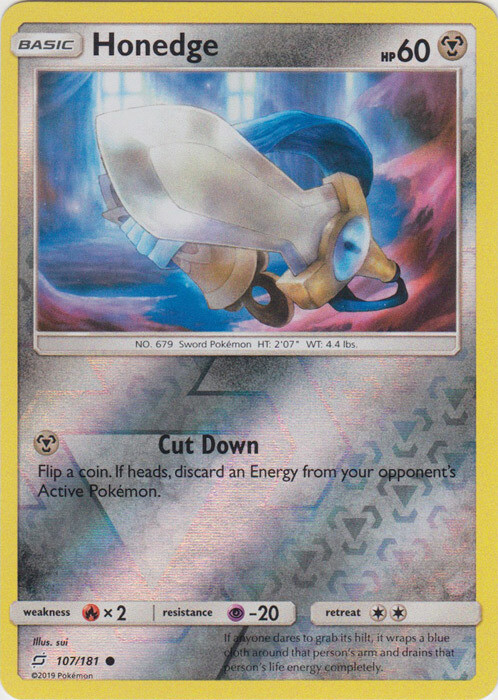 LP Pokemon Honedge - 107/181 - Common - Reverse Holo Lightly Played Team Up