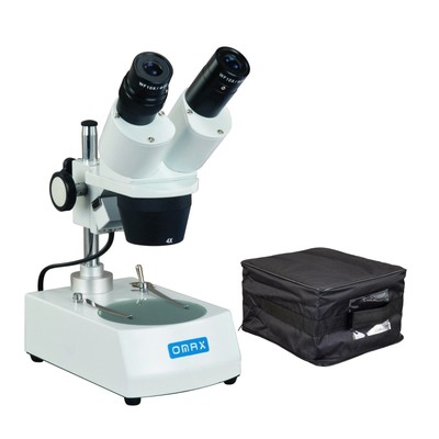 OMAX 20X-40X Student Binocular Stereo Microscope w Lights, Vinyl Carrying Case