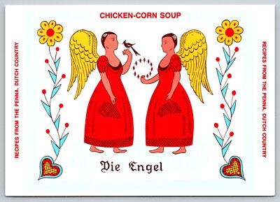 Postcard Pennsylvania Dutch Country Recipe 1987 Chicken Corn Soup 26Y