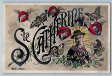 c1910's Ste Catharine Fantasy Surreal Flowers Butterflies RPPC Photo Postcard