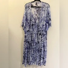 Torrid Sheer Mesh Knee Length Dress or Cover-Up in Periwinkle and Black - 2X