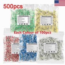 100/500PCS 5 Size Solder Seal Sleeve Heat Shrink Butt Wire Connectors Terminals