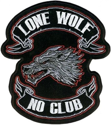 Lone Wolf NO Club Jacket Back Patch - 15.0 X 13.0 Inch Iron on Sew on XXL PATCH