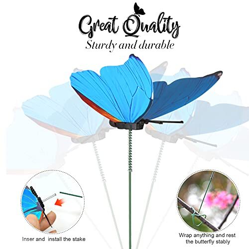 60 Pcs Garden Butterfly Stakes Planter Pots Miniature Ornaments Yard Patio Decor - Picture 9 of 9