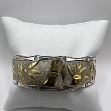 Sterling Silver Oval Hawaiian Bamboo Bangle Bracelet 51.34g