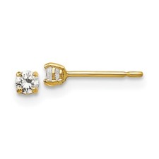Real 14K Yellow Gold Madi K 2.5mm Round CZ Basket Set Stud Earrings