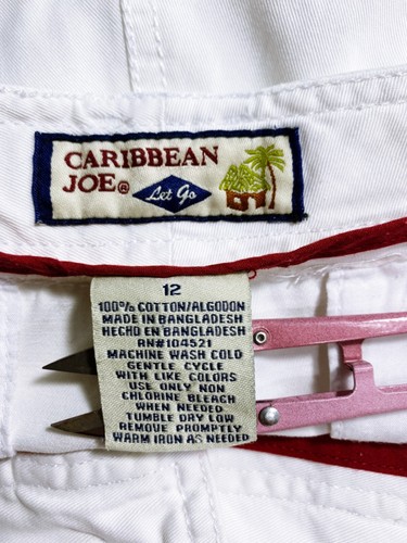 Caribbean Joe Womens Shorts Sz 12 White High Rise Pockets Flat Front 100% Cotton - Picture 5 of 6