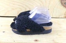 Birkenstock Papillio Sandals Womens 6 Black Shearling Lamb Daytona Slip On New