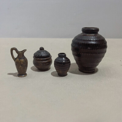4PC 1/12 Scale Dollhouse Miniatures Mini Kitchen Ceramics Pot Jar Accessories