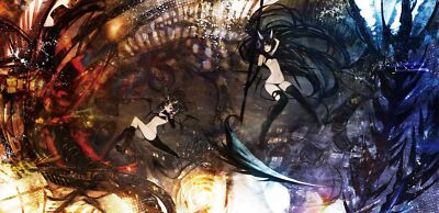 Anime girls original characters scythe two women long Custom Gaming Mat Desk