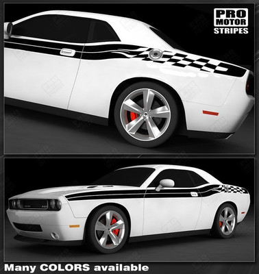 Decals for Dodge Challenger 2008-2023 Checkered Side Stripes (Choose Color)