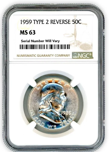 1959 Franklin Half Dollar Type 2 Reverse MS63 NGC