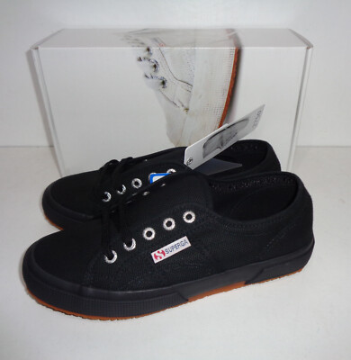 Superga Mädchen schwarz neu Junior Schule Schuhe Turnschuhe UVP £60 UK-Größe 2,5