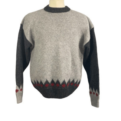 Structure Shetland NWT Wool Mens Crew Neck Two Tone Gray Sweater Jumper Size XL
