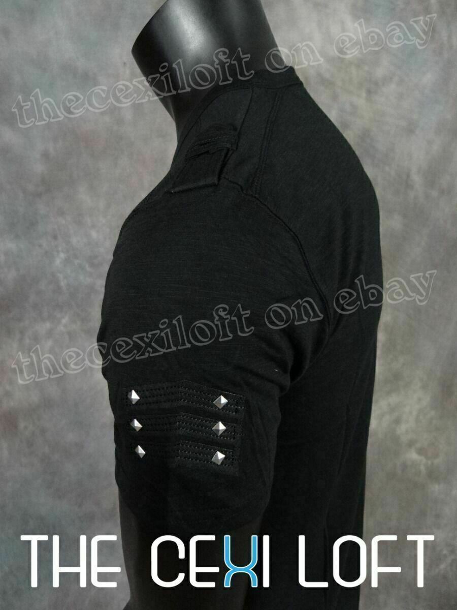 Mens T-Shirt Black with Reverse Print Graphics VERTICAL Casual Sport