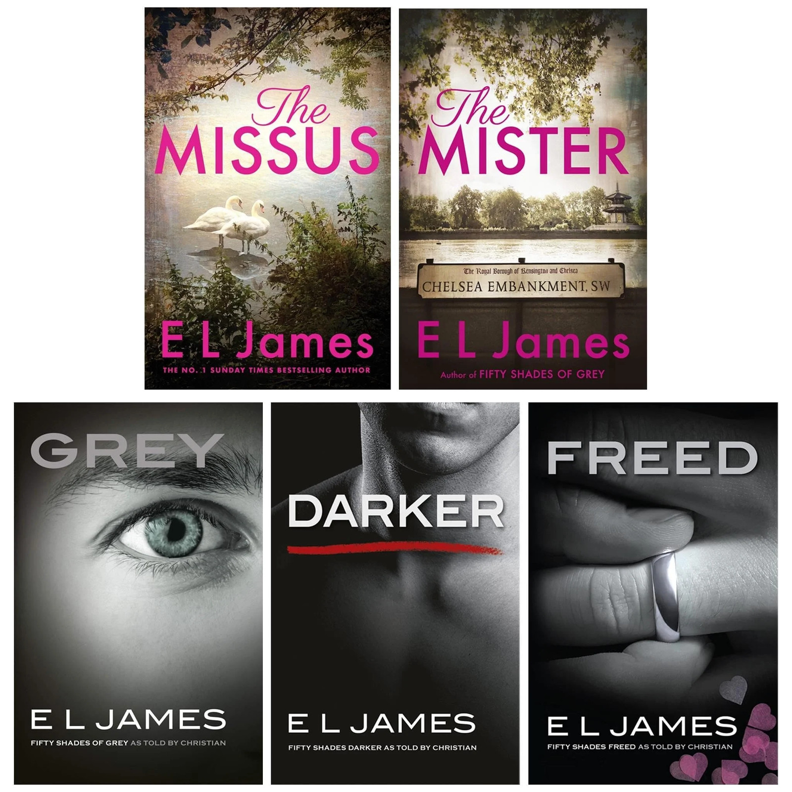 E L James 5 Book Collection Set  Grey, Darker, Freed, The Mister, T | E L James