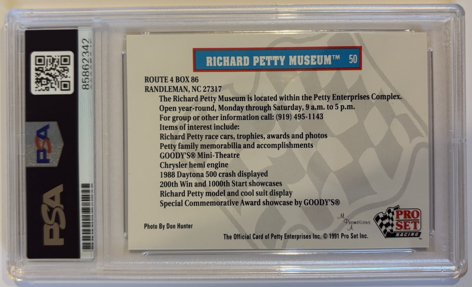 Richard Petty Signed 1991 Pro Set #50 Petty Museum PSA Auto 10 NASCAR view 2