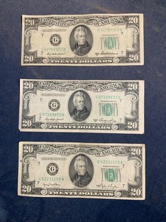 1950 plain a b $20 federal reserve notes