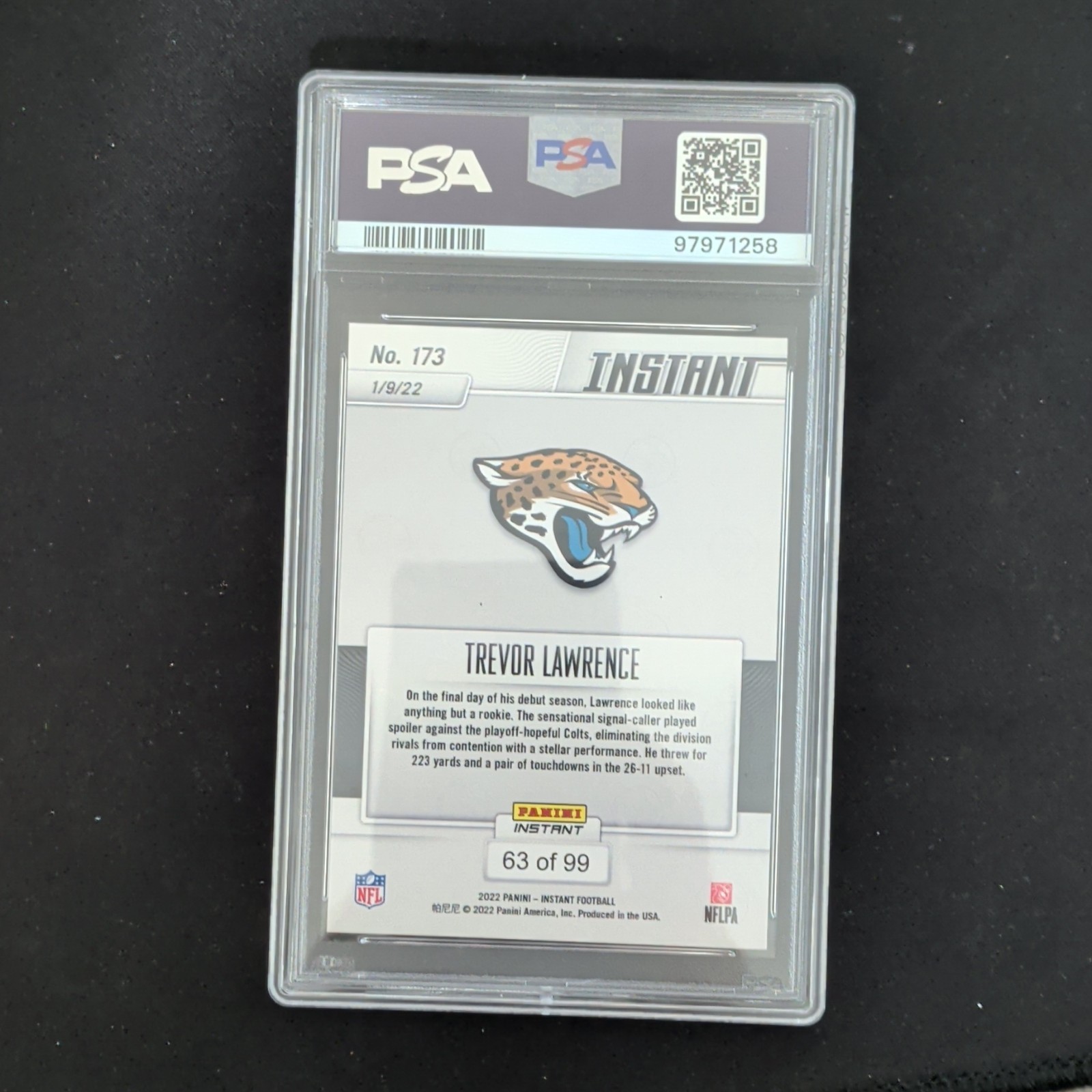 Panini 2022 Instant NFL Trevor Lawrence Red #173 PSA 8 Jaguars /99 view 2