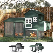 PawHut 84'' Chicken Coop Deluxe Wooden House Hen Backyard Poultry Hutch Run Box