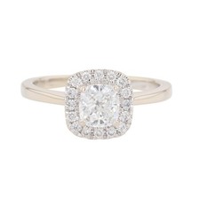 .72ctw Cushion Cut Diamond Halo Engagement Ring 14k White Gold Size 4.25