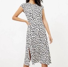 LOFT Womens Leopard Print Midi Dress Size 6 Animal Print Flutter Sleeve EUC
