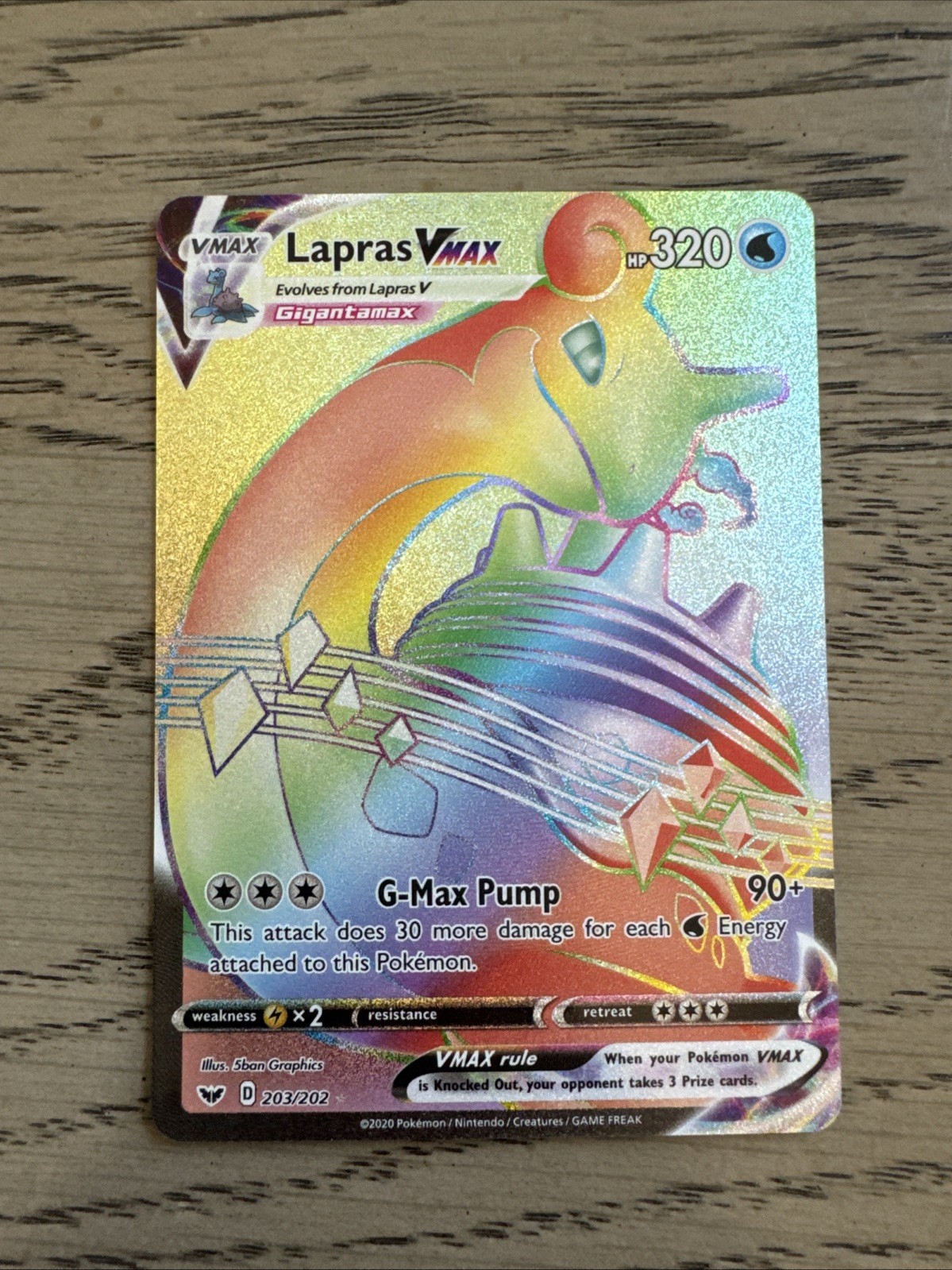 Pokémon TCG Lapras VMAX Sword & Shield Base Set 203/202 🔥 NM Pokemon Card